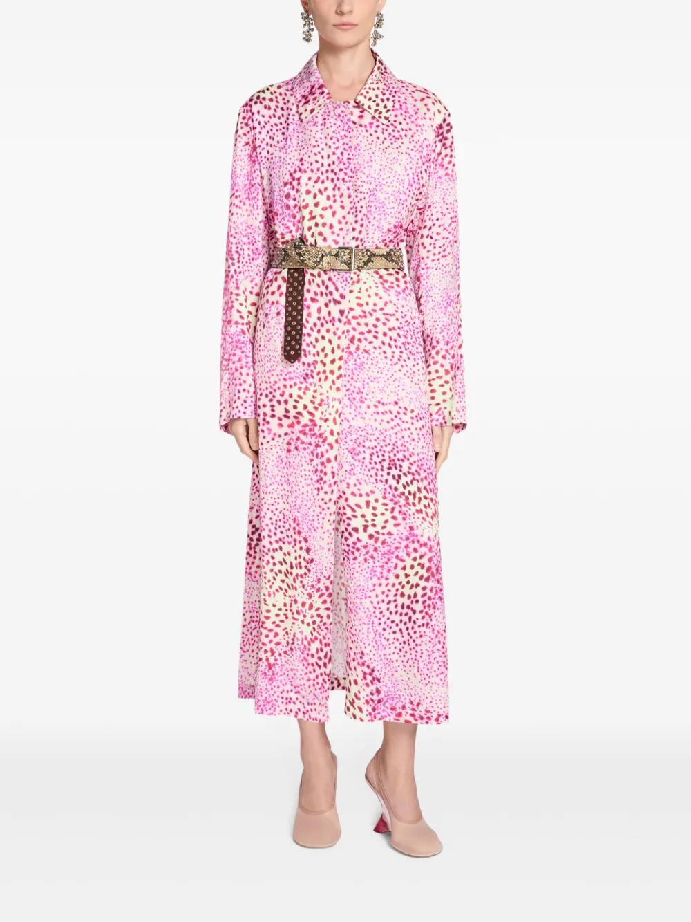 Shop Dries Van Noten Patterned-jacquard Coat In Pink
