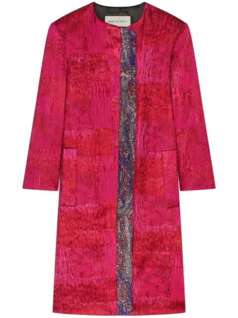 DRIES VAN NOTEN abrigo sin cuello con motivo en jacquard
