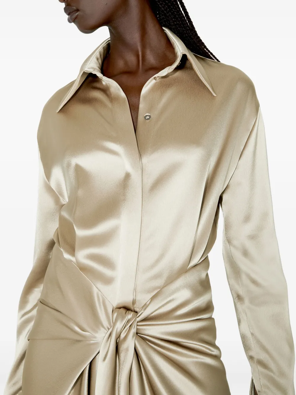 Galvan Satijnen jurk Beige