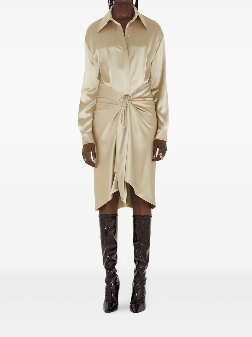 Galvan Satijnen jurk Beige