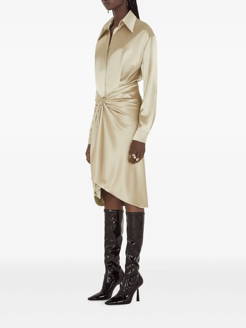 Galvan Satijnen jurk Beige