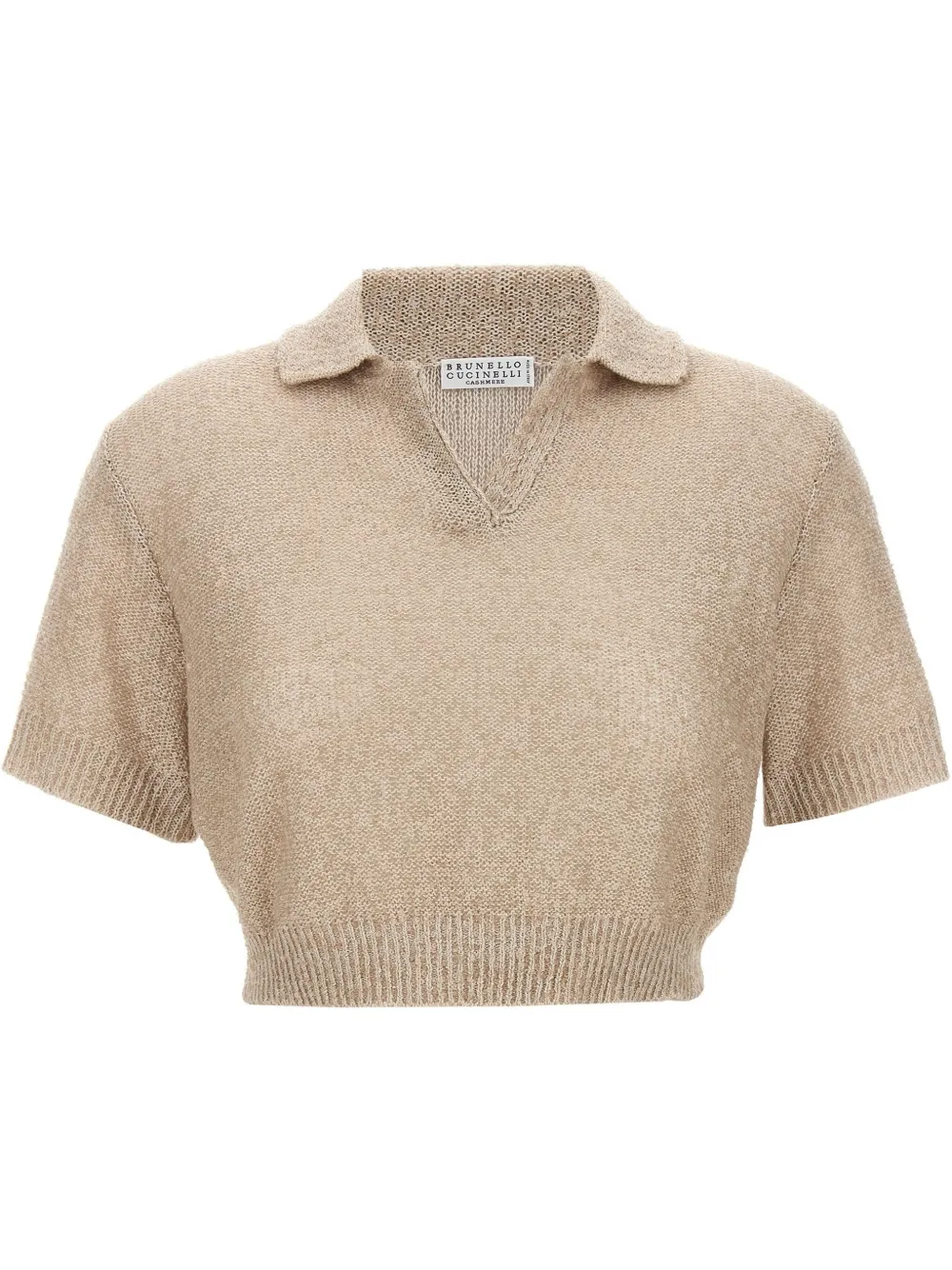 Brunello Cucinelli Poloshirt met pailletten Beige