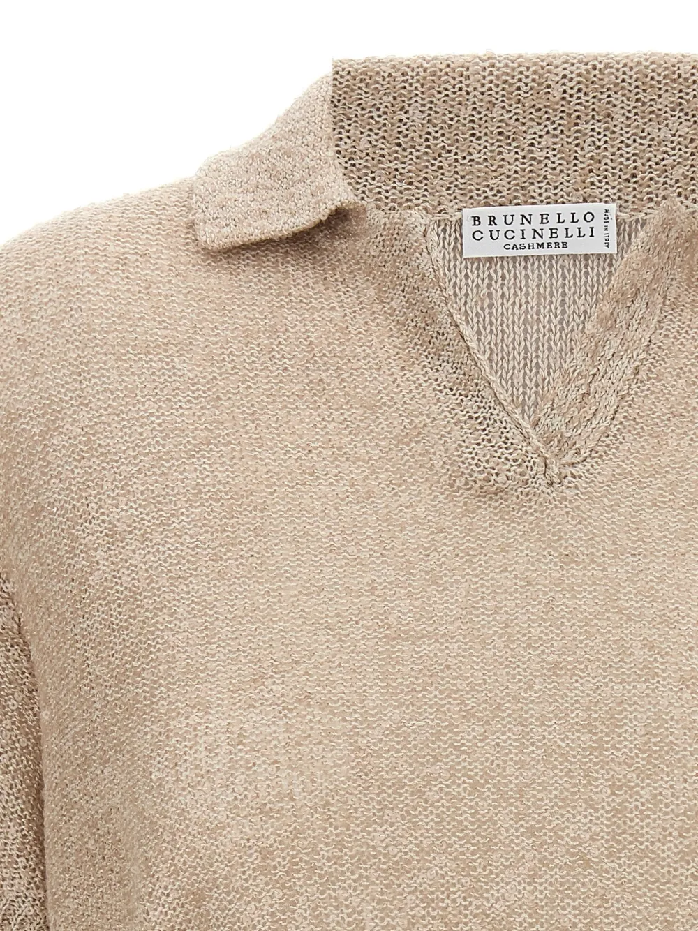 Brunello Cucinelli Poloshirt met pailletten Beige