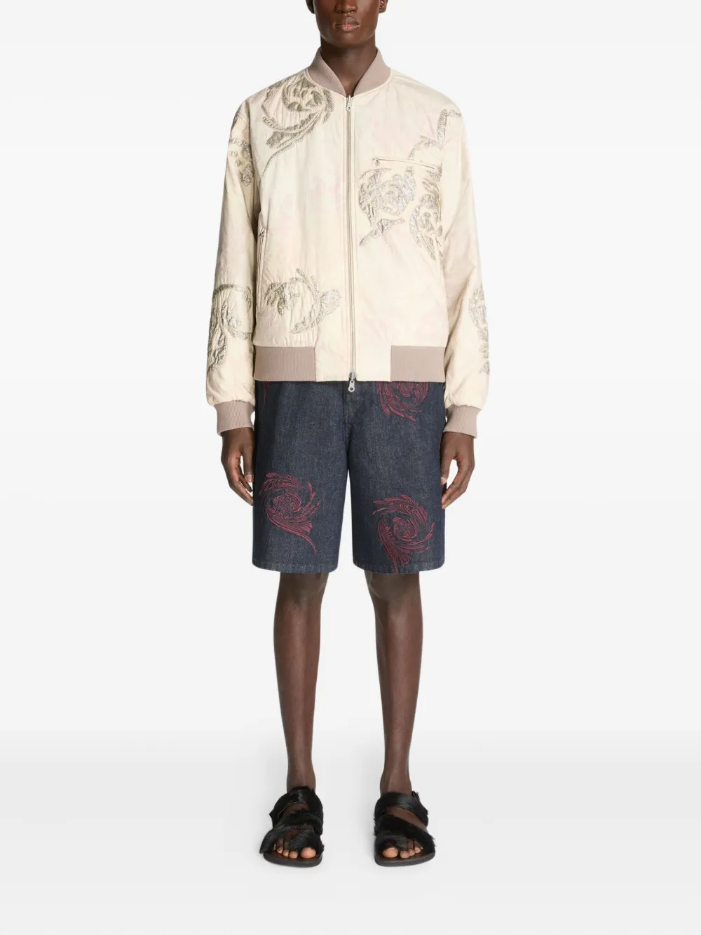DRIES VAN NOTEN Denim shorts met borduurwerk - Blauw