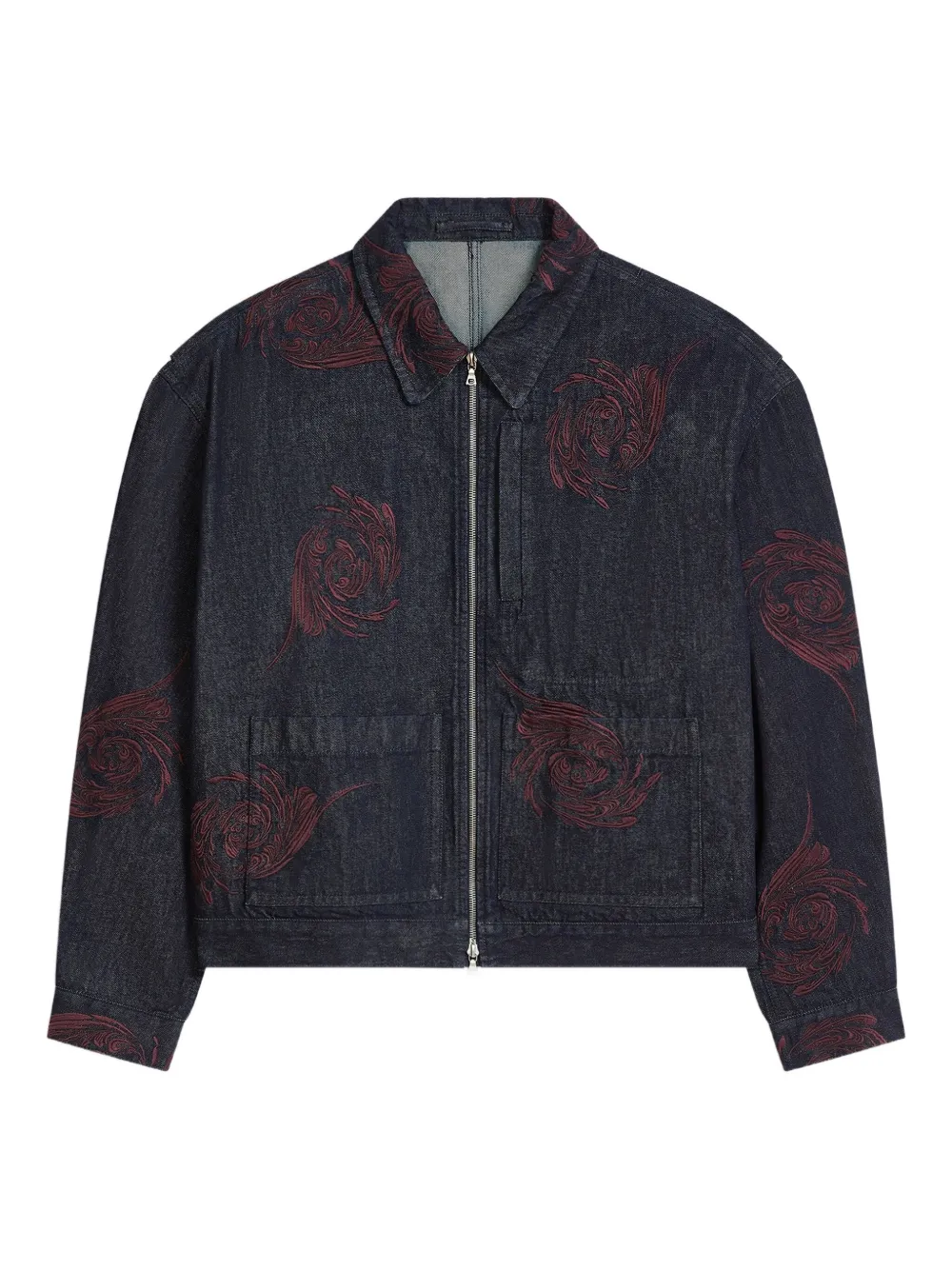 floral-embroidered denim jacket