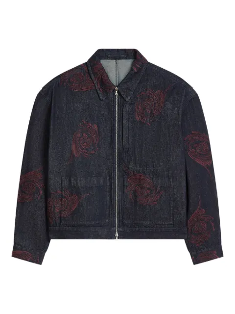 DRIES VAN NOTEN floral-embroidered denim jacket