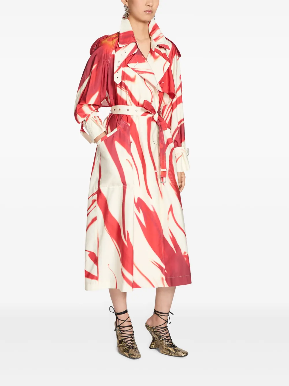 Shop Dries Van Noten Cotton Trench Coat In Red
