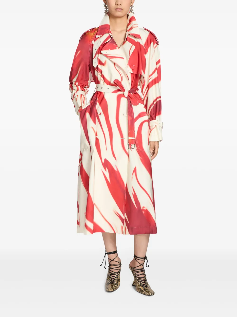 Shop Dries Van Noten Cotton Trench Coat In Red