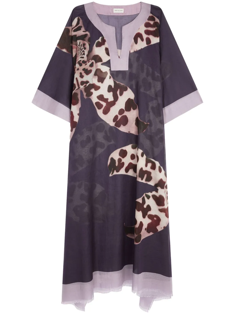 DRIES VAN NOTEN vestido midi con animal print | morado | Image 1