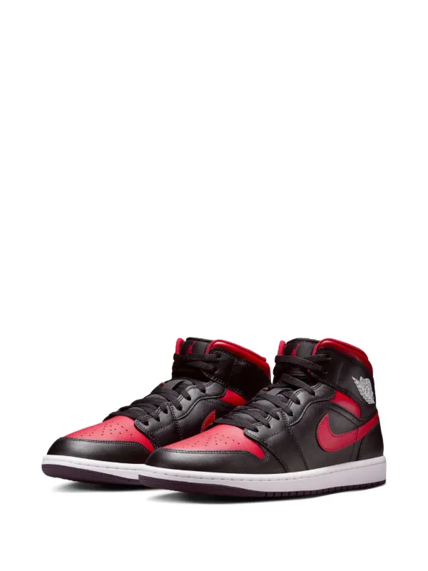 Air Jordan 1 Mid レッド/ブラック 8 US Nike Air Jordan 1 Mid Bred Black Red White Men's Size 10 No Lid