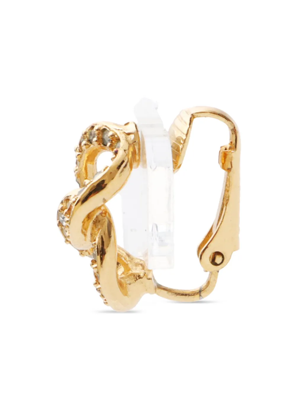 Pre-owned Dior 2000s Rhinestone-embellished Clip-on Earrings In Gold