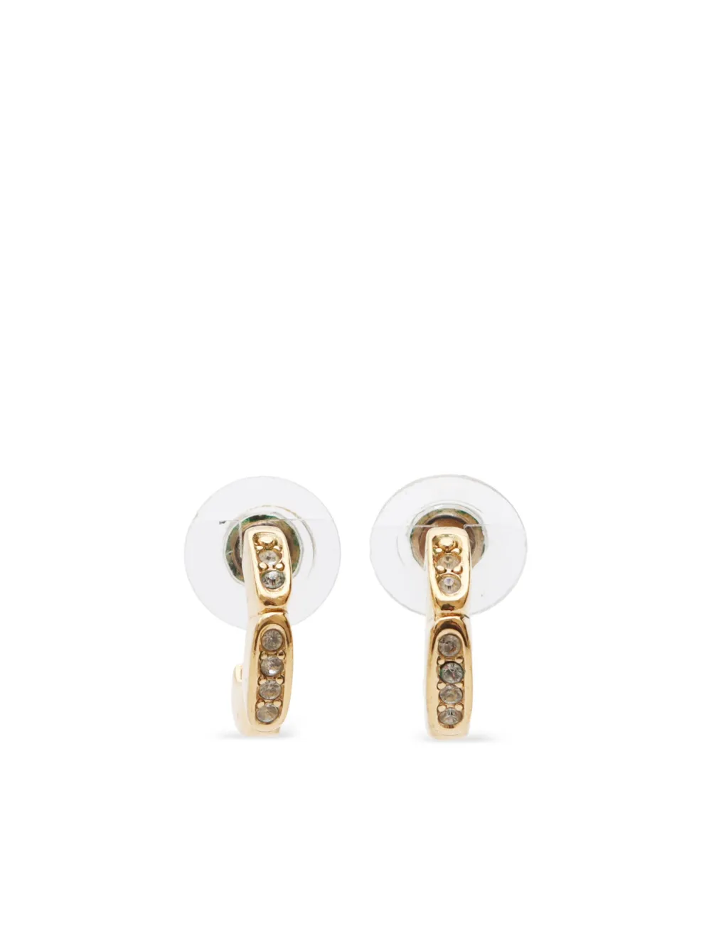 Pre-owned Dior 2000s Rhinestones Earrings In Gold