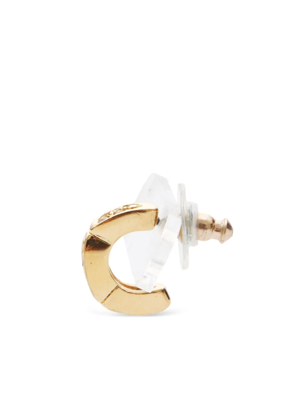 Pre-owned Dior 2000s Rhinestones Earrings In Gold