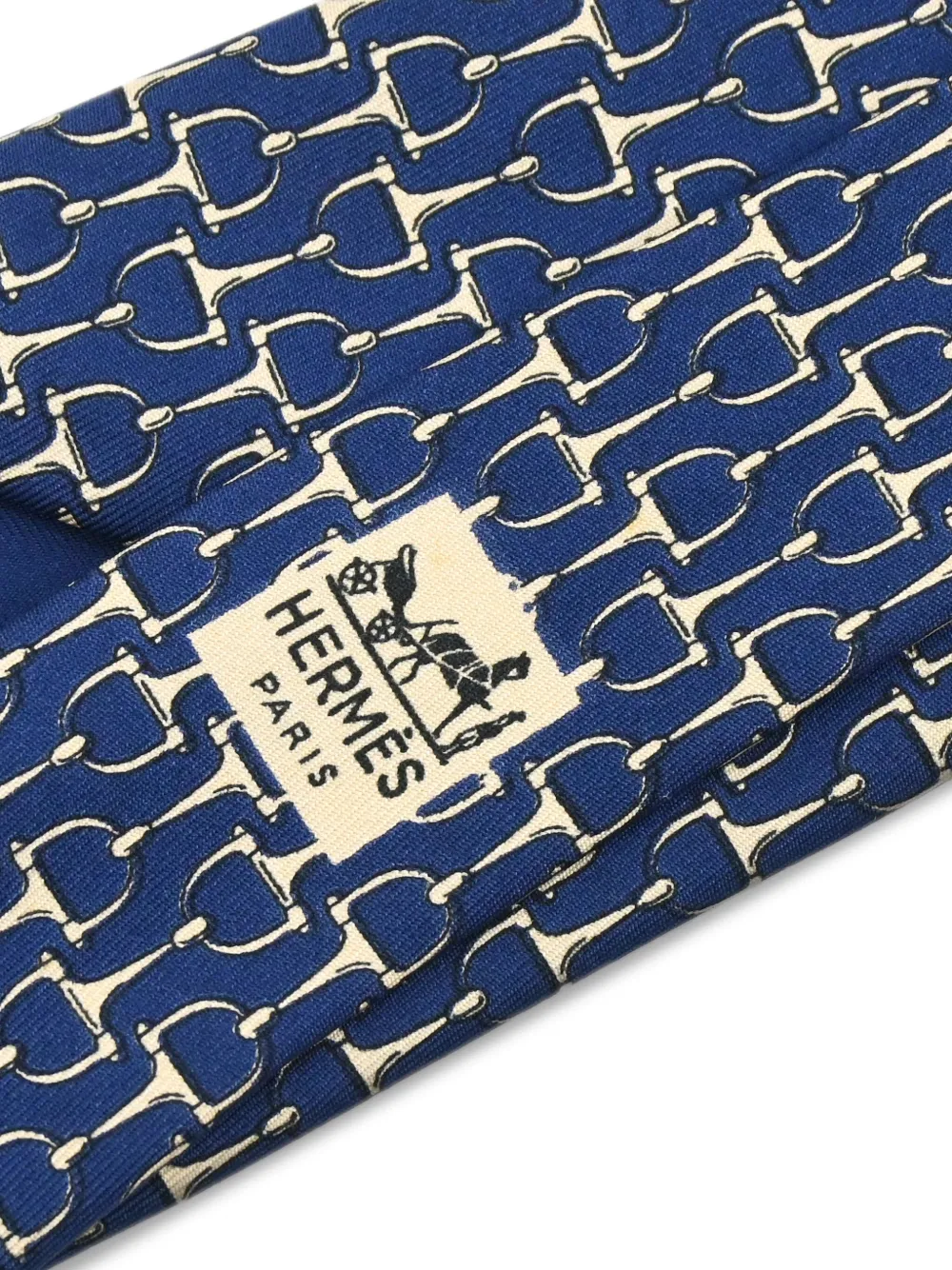 Hermès Pre-Owned 1990-2000s stropdas met Horsebit-print - Blauw