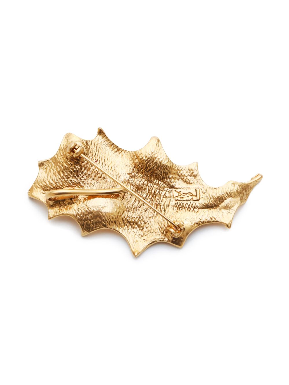 Saint Laurent Pre-Owned 1990s-2000s broche met bladerpatroon - Goud