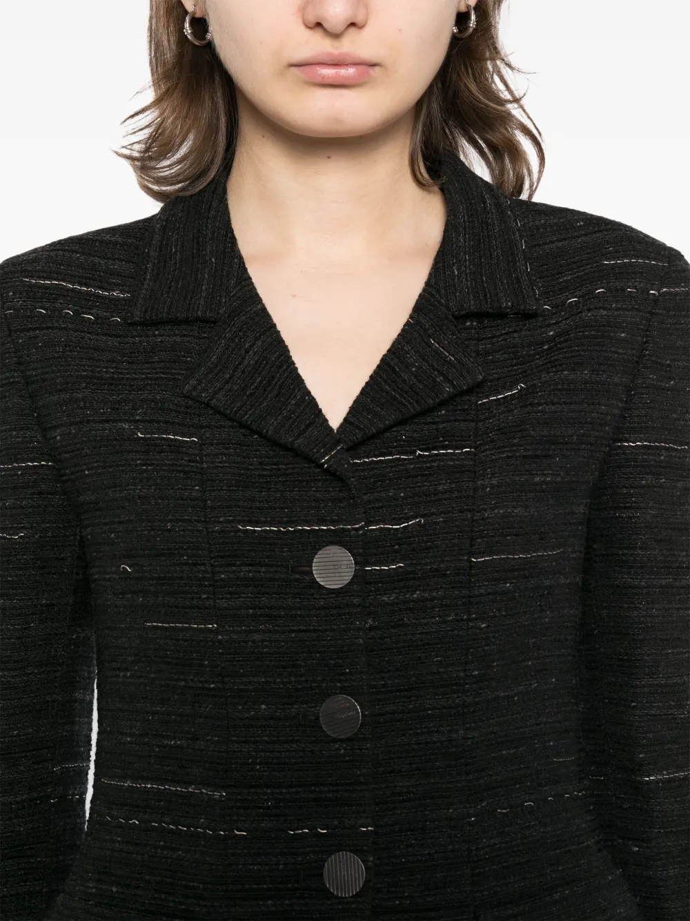 Pre-owned Chanel 1999 Tweed Jacket In Black