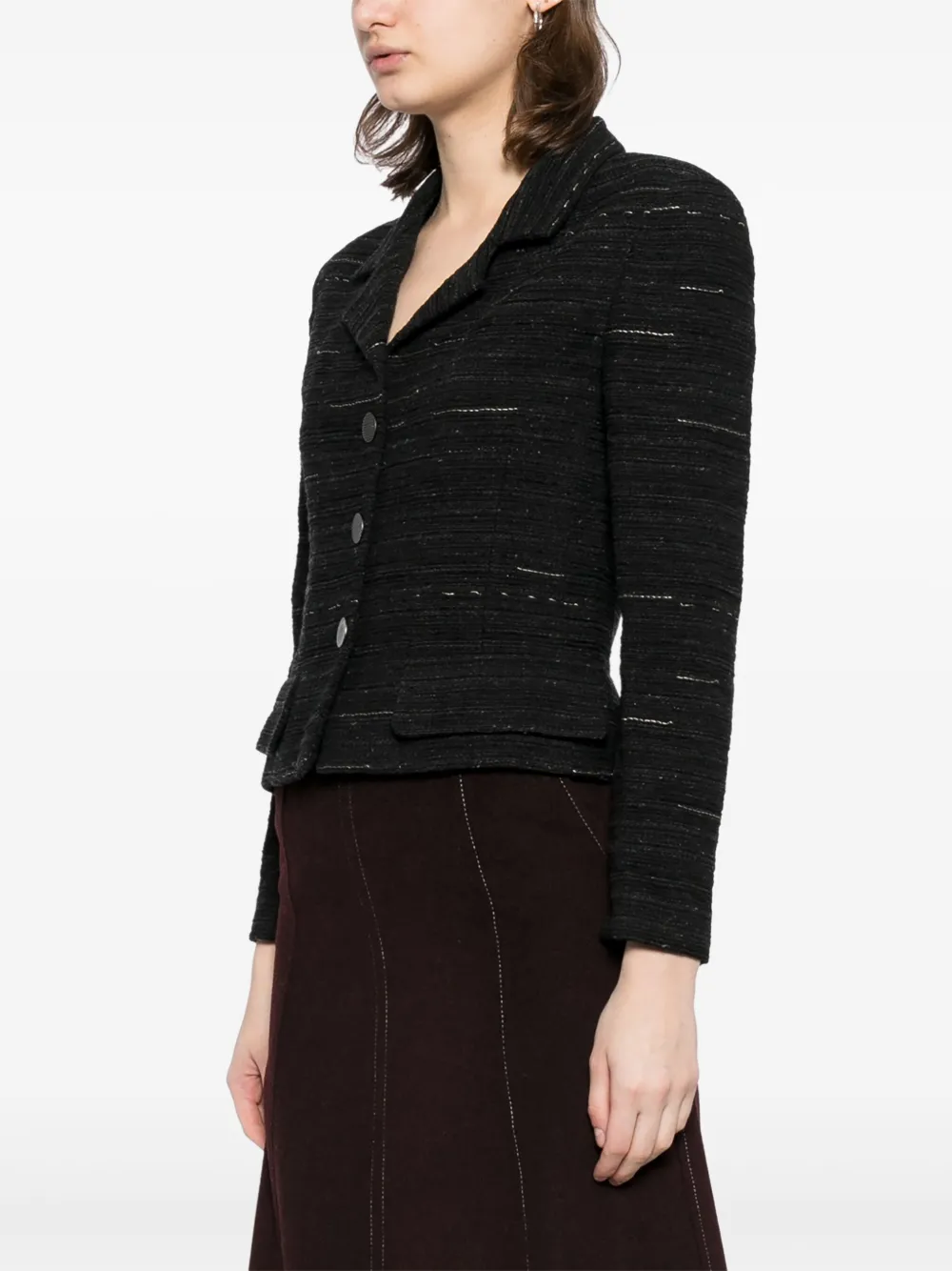 Pre-owned Chanel 1999 Tweed Jacket In Black