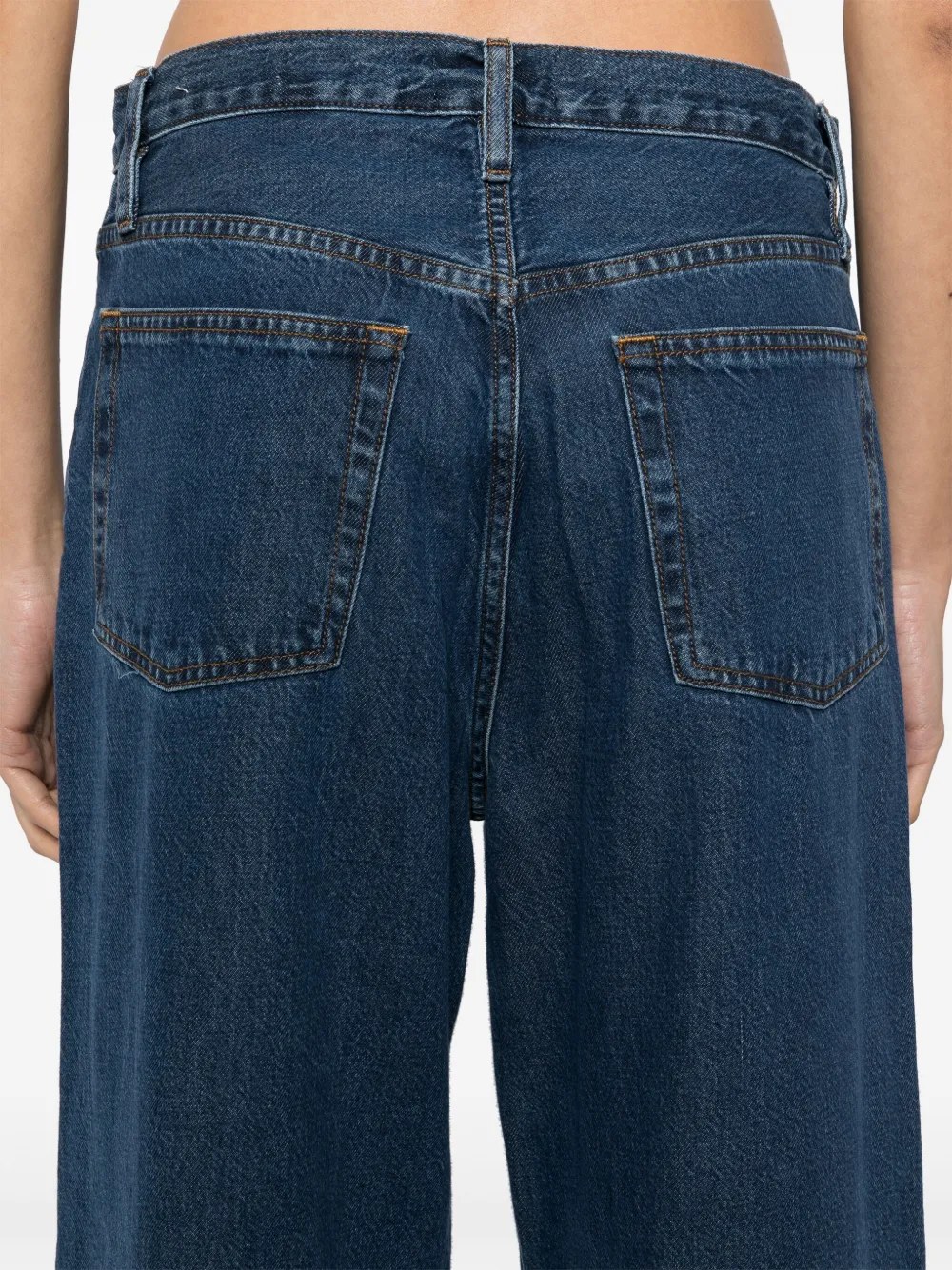 FRAME Le Low Baggy jeans met wijde pijpen Blauw
