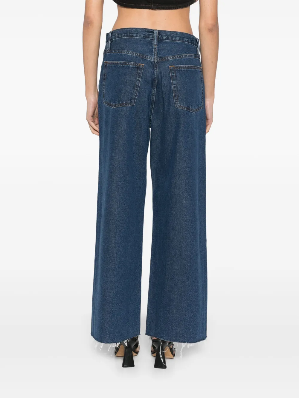 FRAME Le Low Baggy jeans met wijde pijpen Blauw