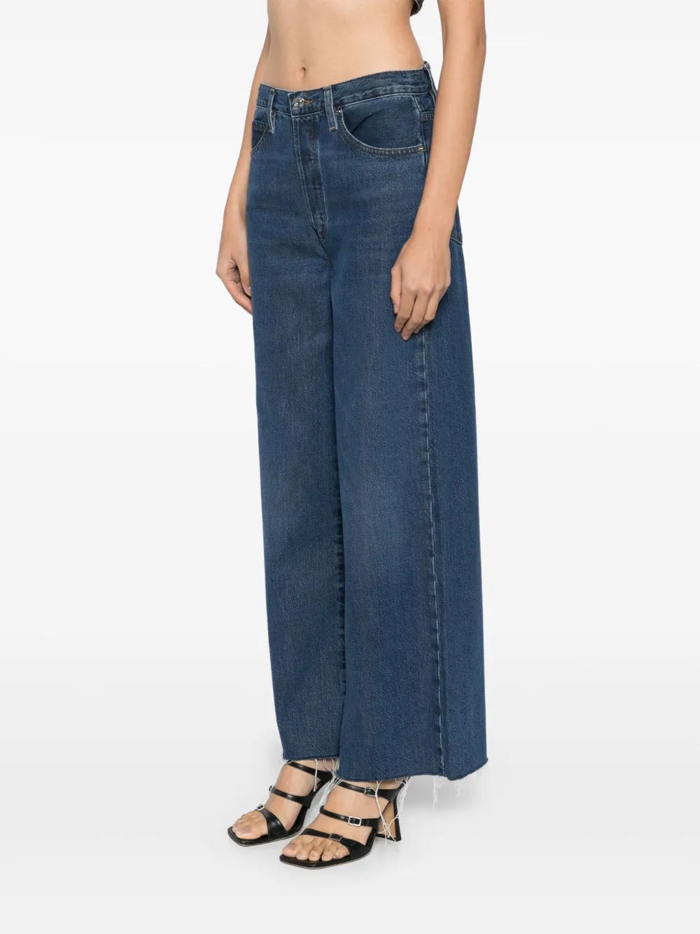 FRAME Le Low Baggy jeans met wijde pijpen Blauw