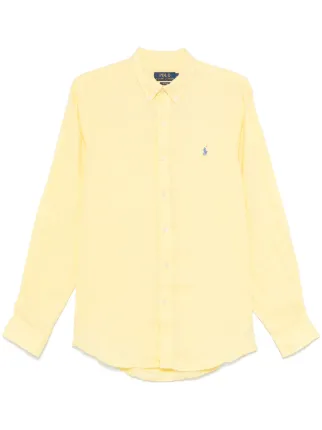PRalph Lauren ラルフローレン　リネン　シャツ イエロー クラシック フィット リネン シャツ