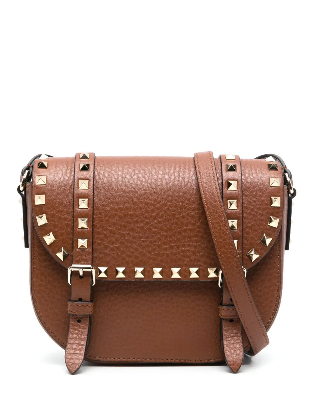 Valentino Rockstud Small Messenger Shoulder Bag In Brown
