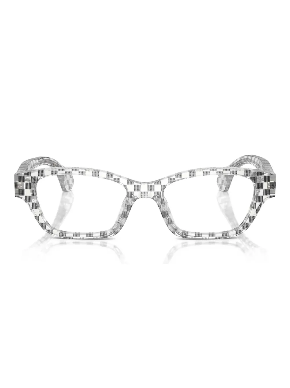 Alain Mikli checked geometric-frame glasses | Black | Image 1