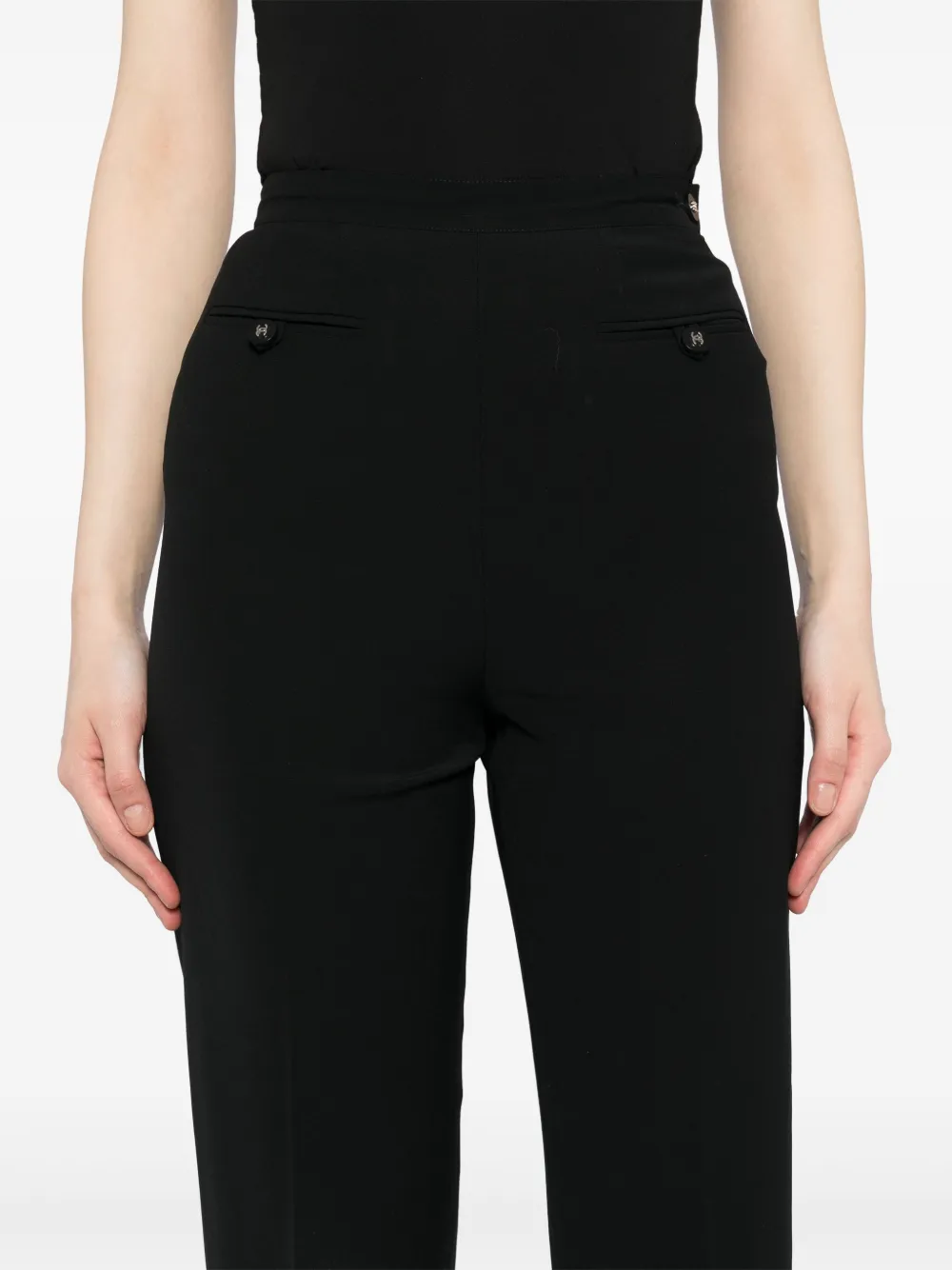 Pre-owned Chanel 1995 Cc-mark Buttons Trousers In Black
