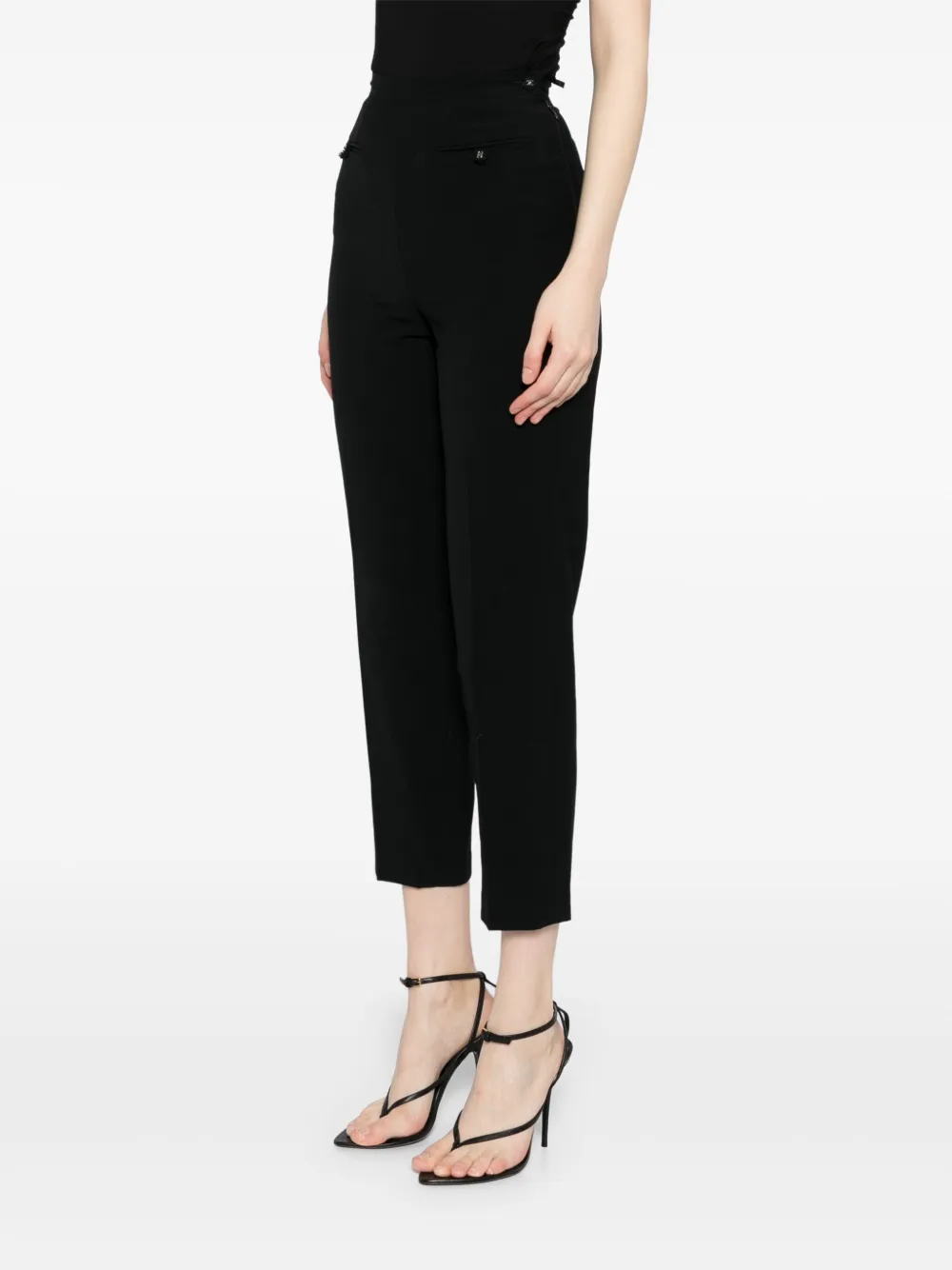 Pre-owned Chanel 1995 Cc-mark Buttons Trousers In Black