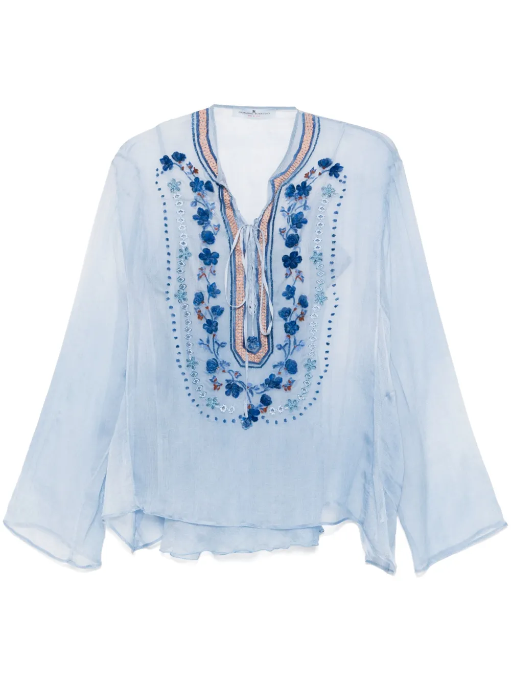 Ermanno Scervino Chiffon blouse met borduurwerk Blauw