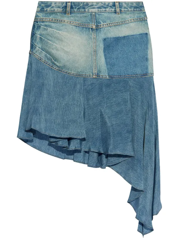 Balmain Asymmetric Midi Skirt in Blue