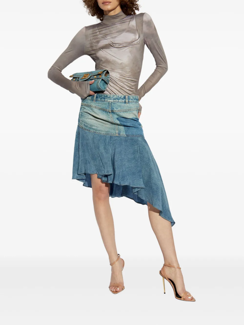 Balmain Asymmetrische midi-rok - Blauw