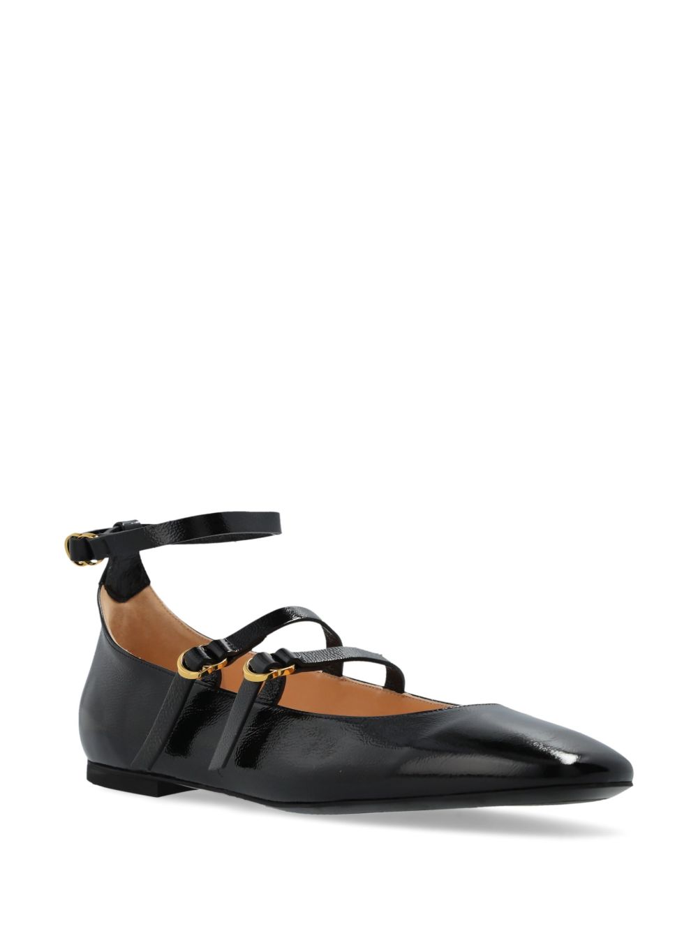 Odissì leather ballet flats - Zwart