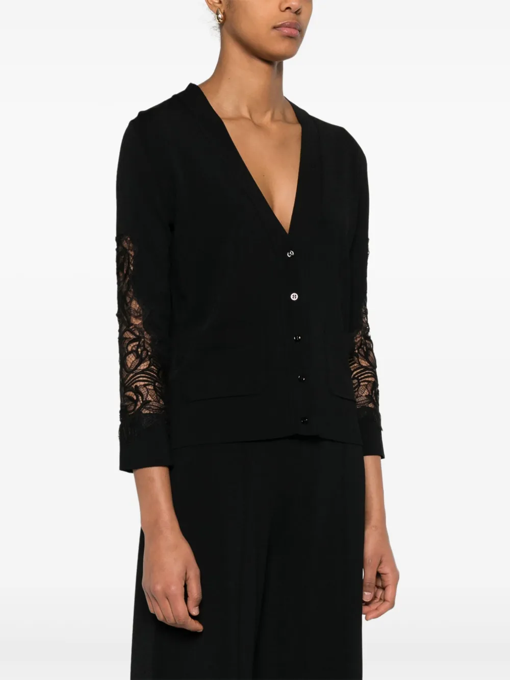 Ermanno Scervino Vest met kanten vlakken Zwart
