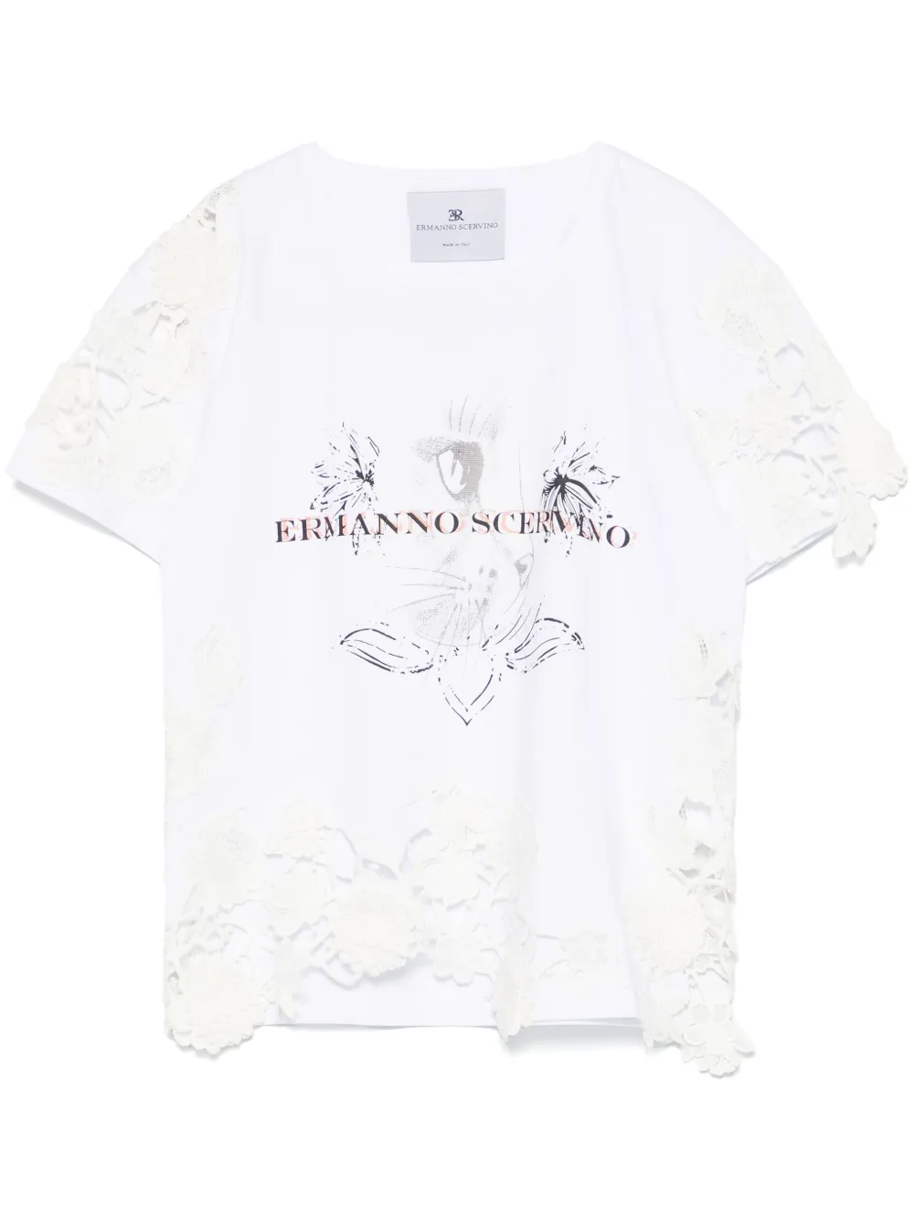 Ermanno Scervino T-shirt met bloemenapplicatie Wit