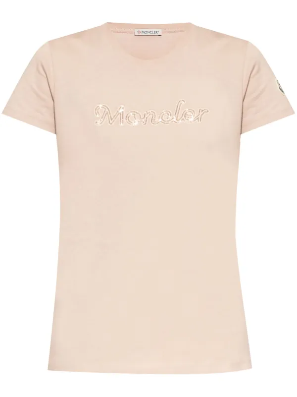 Moncler Bead-logo T-shirt in Pink