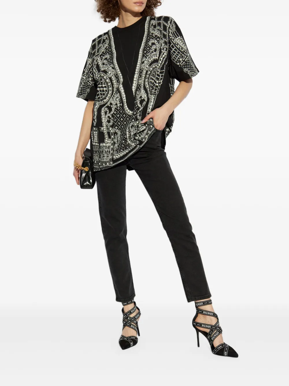 Balmain printed top - Zwart