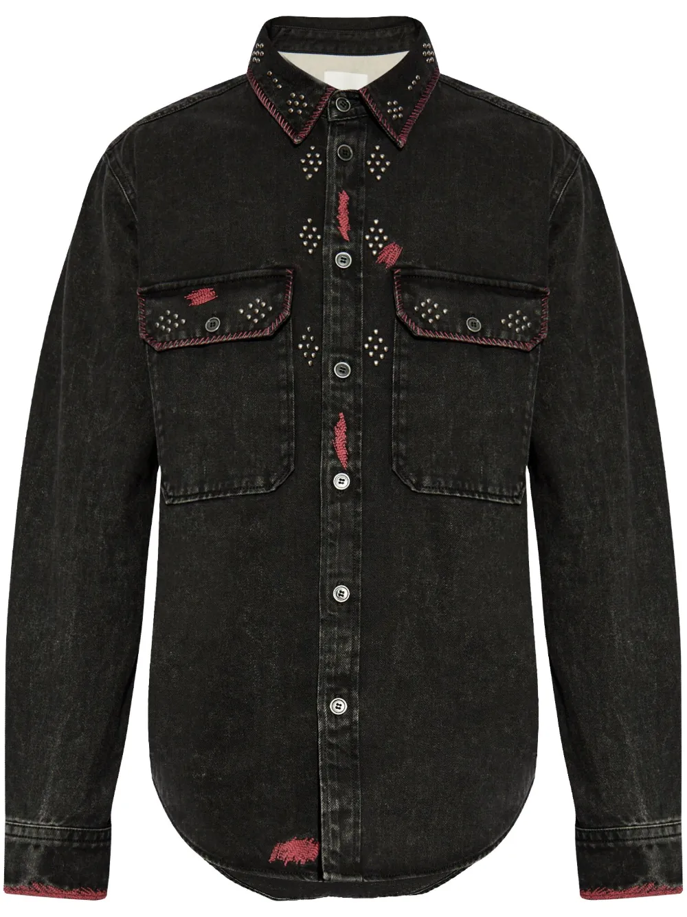 MARANT Denim shirtjack verfraaid met studs Zwart