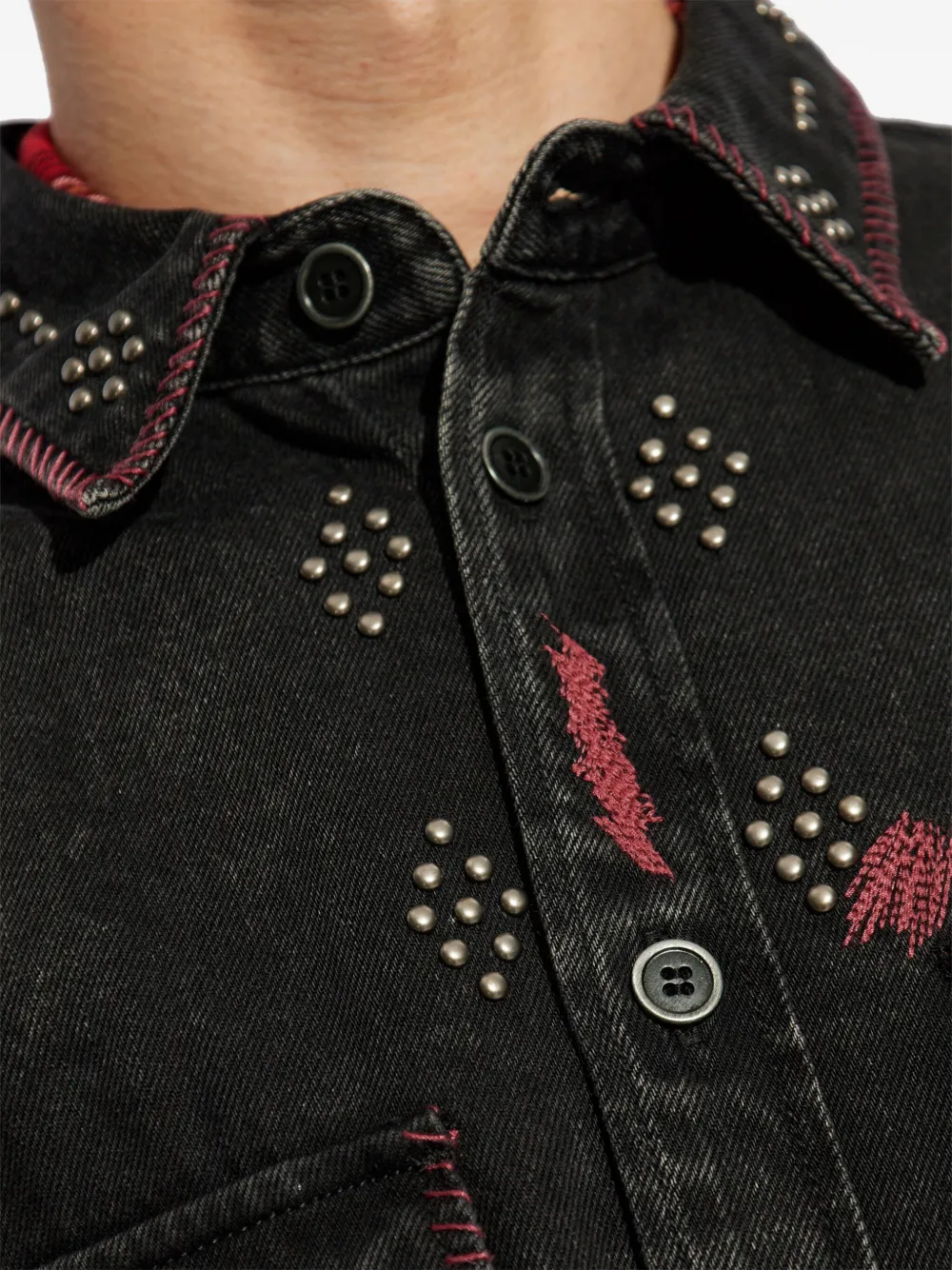 MARANT Denim shirtjack verfraaid met studs Zwart