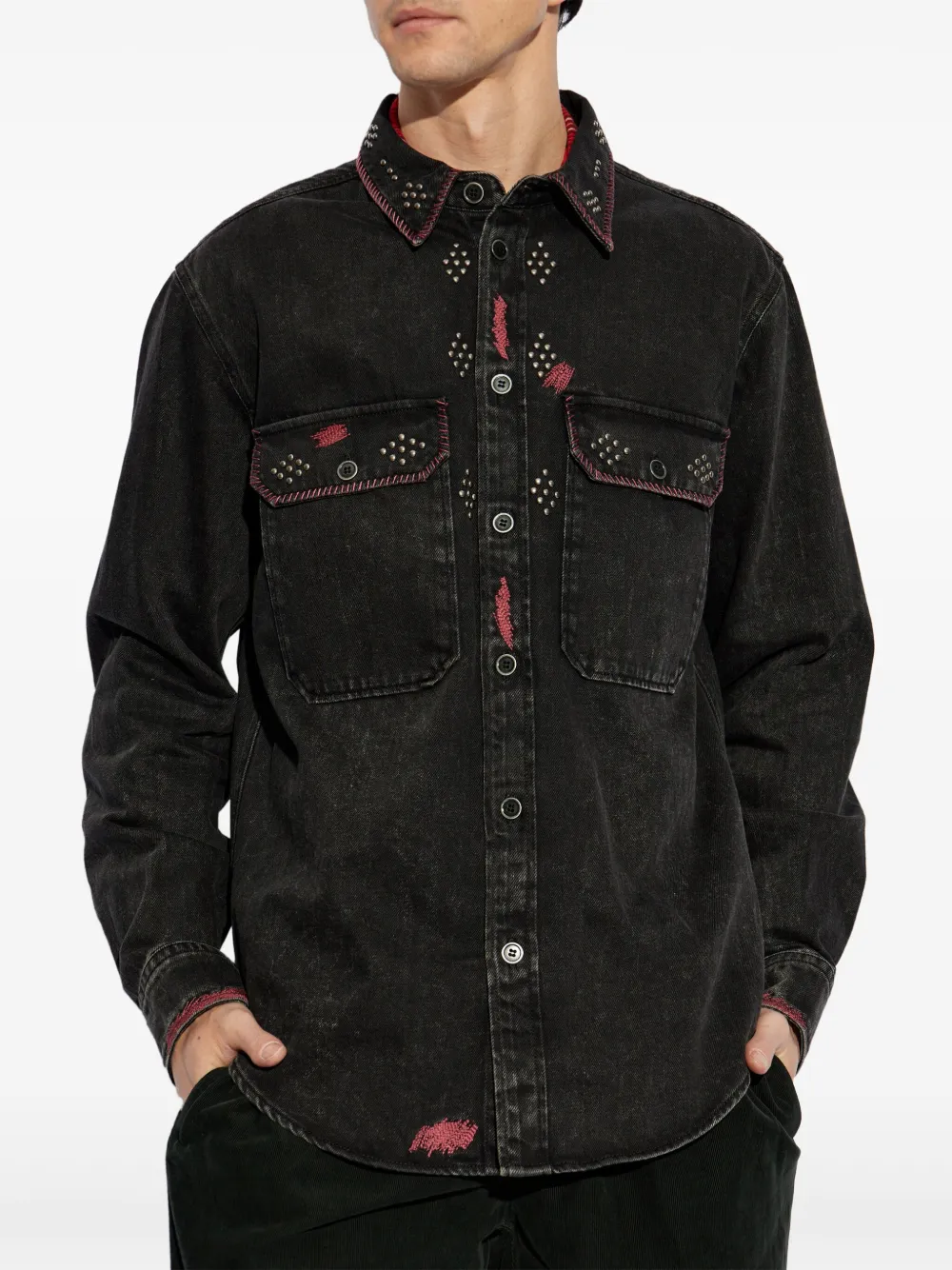 MARANT Denim shirtjack verfraaid met studs Zwart