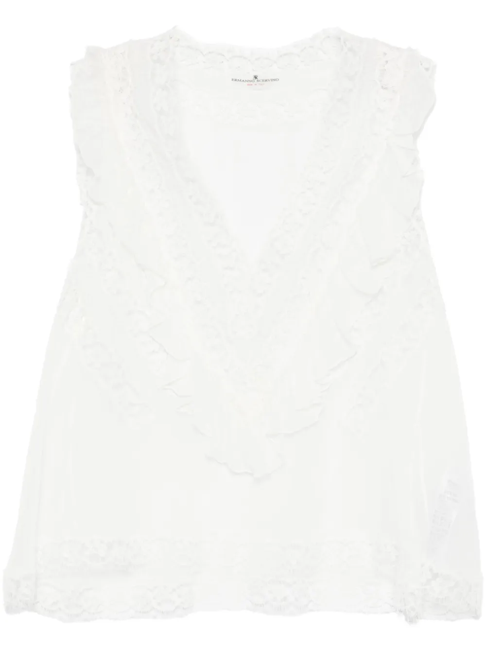 Ermanno Scervino Blouse met kanten vlakken Wit