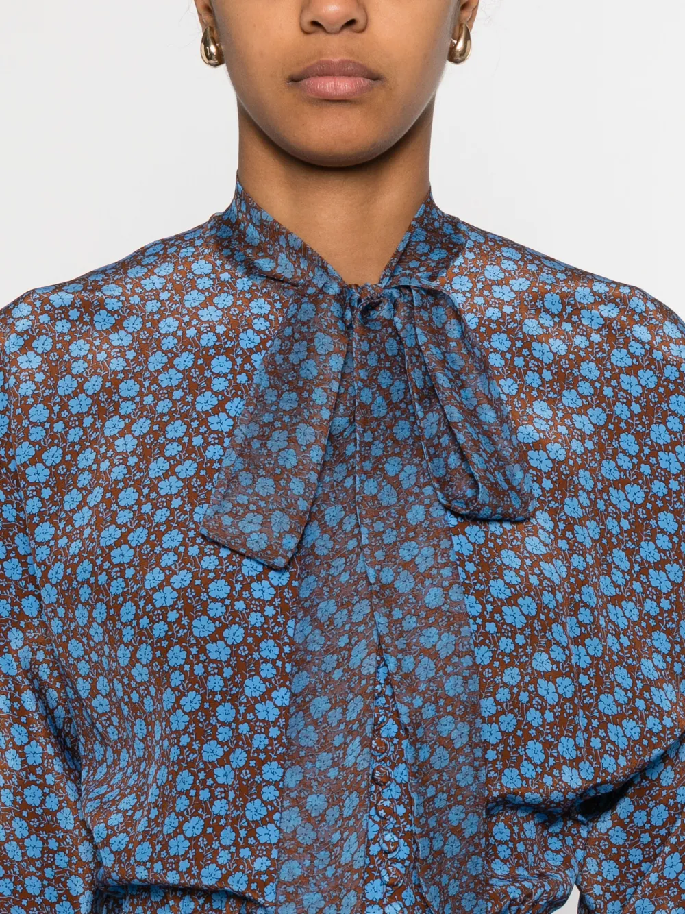 Ermanno Scervino Midi-jurk met bloemenprint Bruin