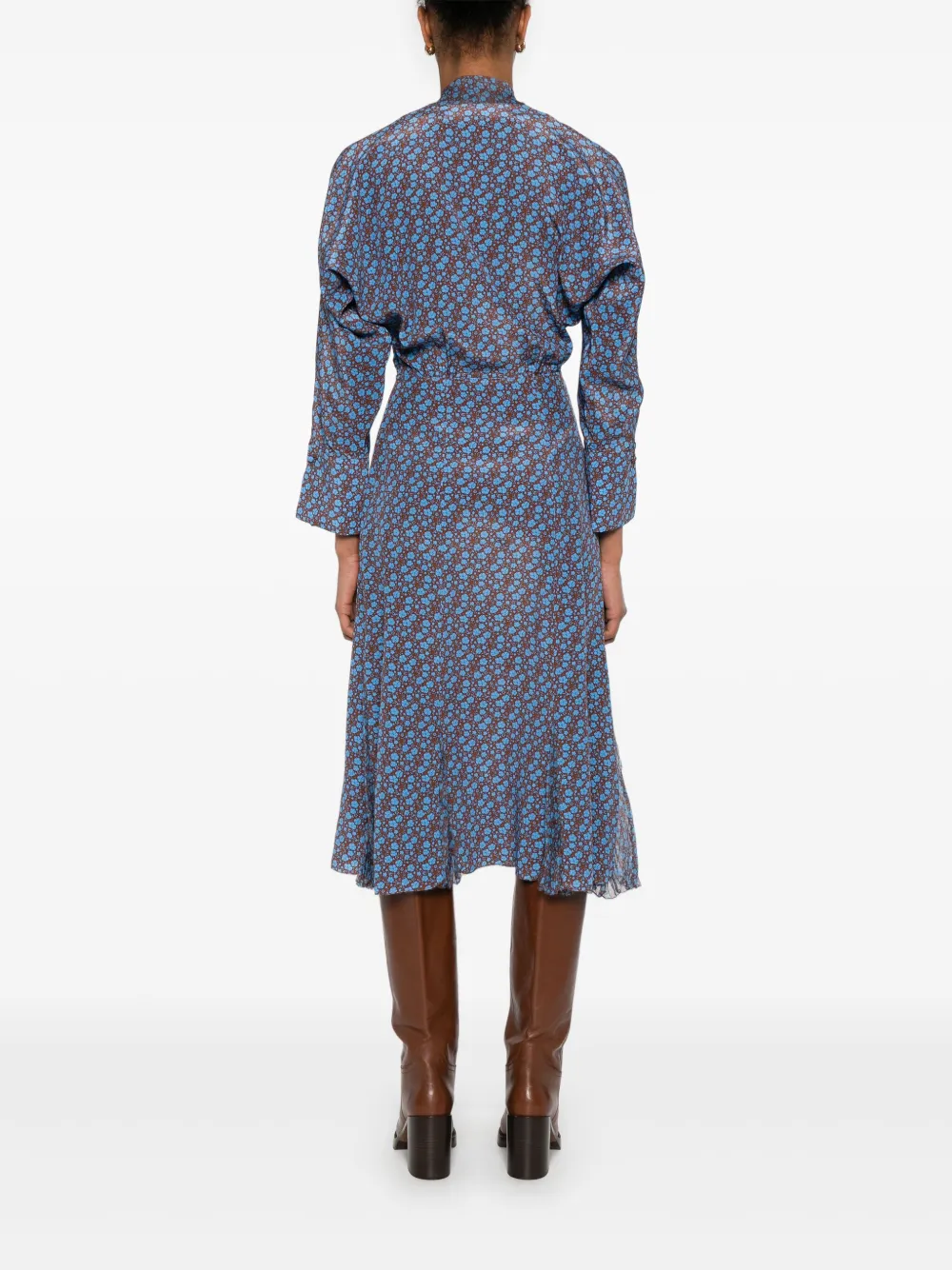 Ermanno Scervino Midi-jurk met bloemenprint Bruin