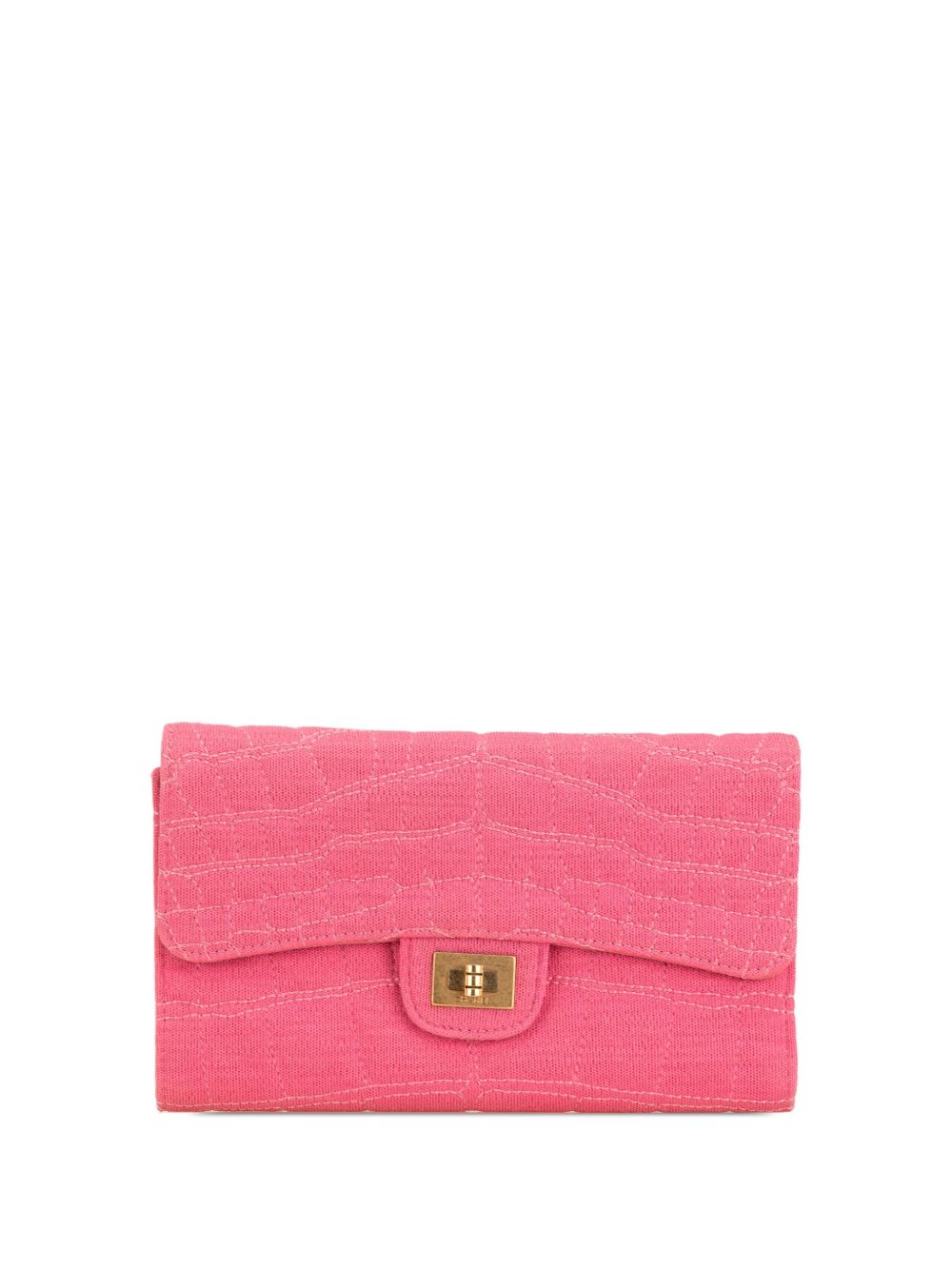 CHANEL Pre-Owned 2006-2008 Crocodile Embossed Jersey Reissue Trifold Wallet long wallets - Pink