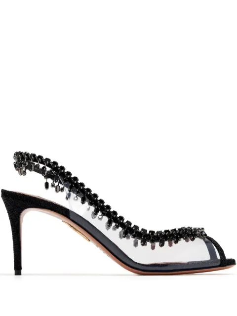 Aquazzura zapatillas Temptation Crystal con tacón de 75mm