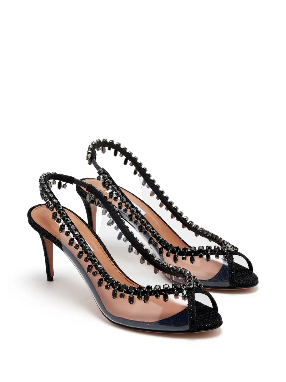 Aquazzura 75 mm Temptation Crystal pumps - Zwart