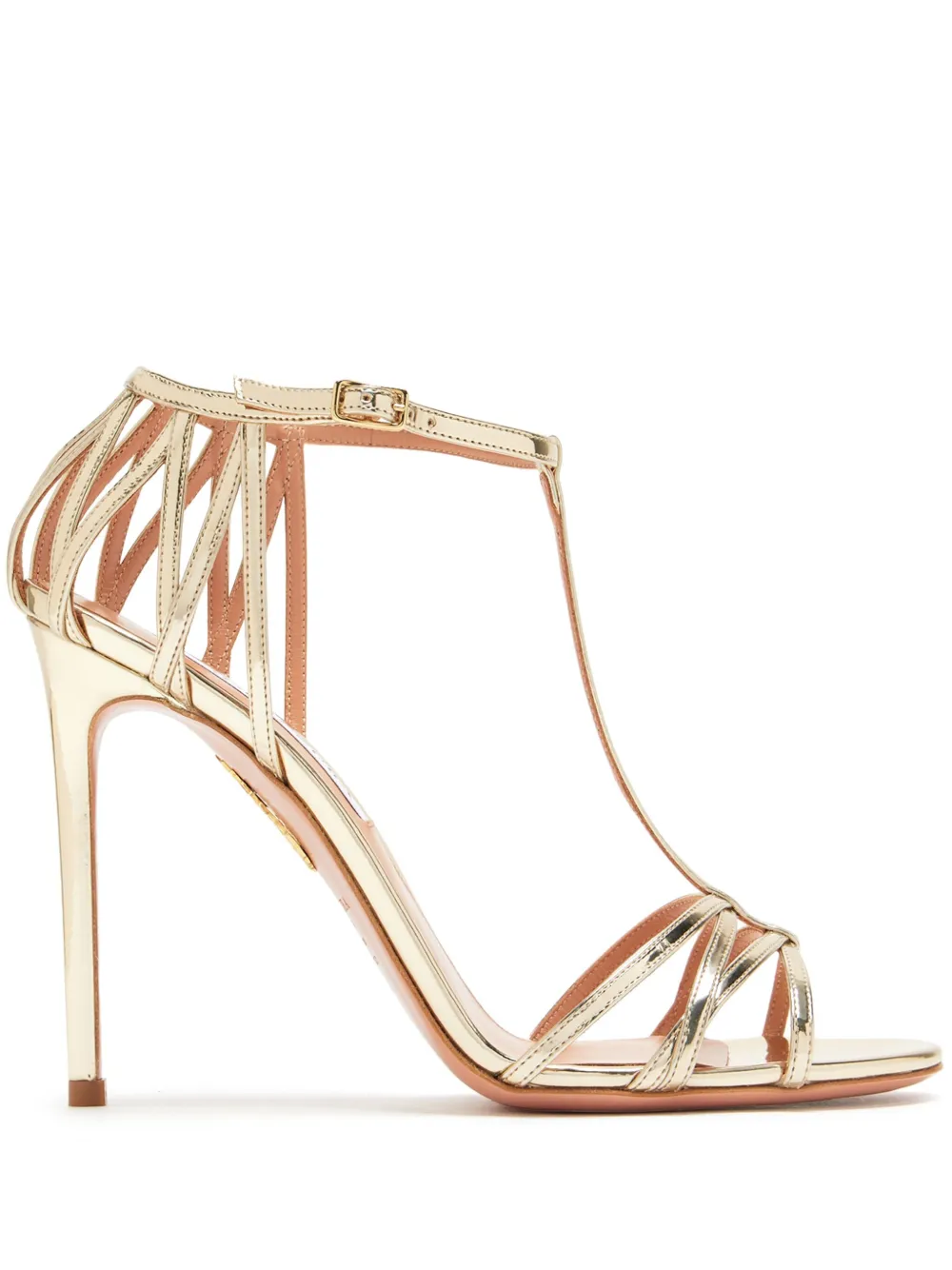 Aquazzura 105mm leather sandals Gold