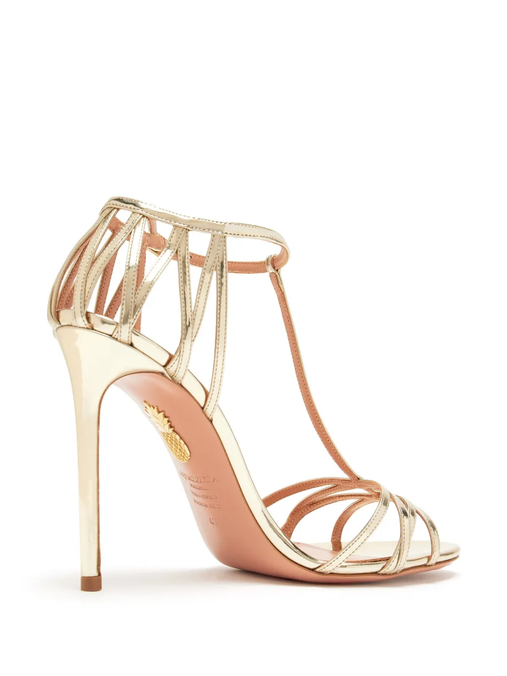 Aquazzura 105mm leather sandals Gold