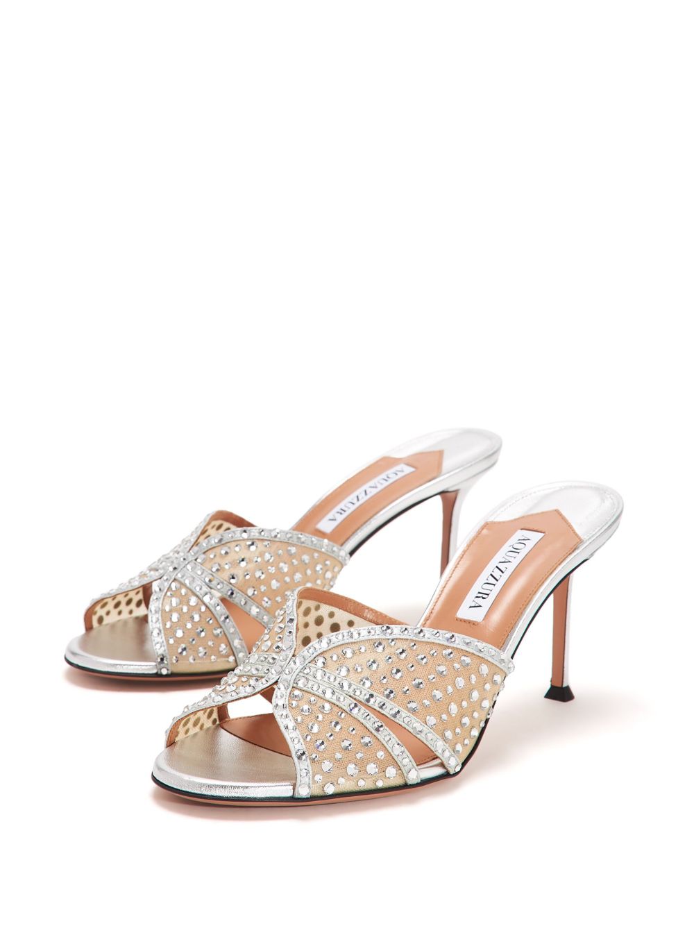 Aquazzura 75mm leather mules - Zilver