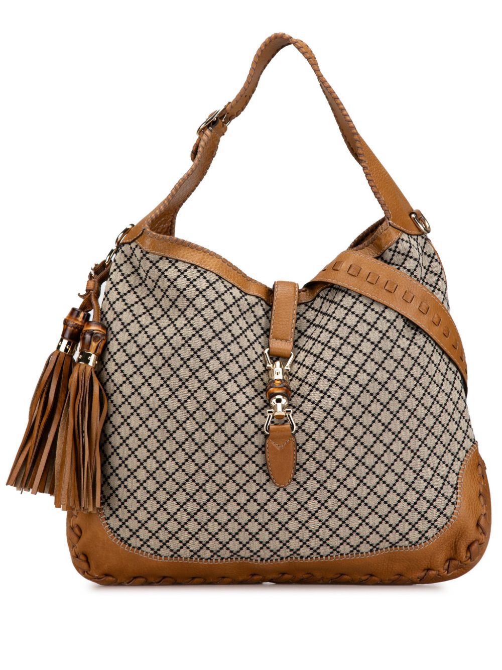 GUCCI 2000-2015 DIAMANTE CANVAS NEW JACKIE SATCHEL